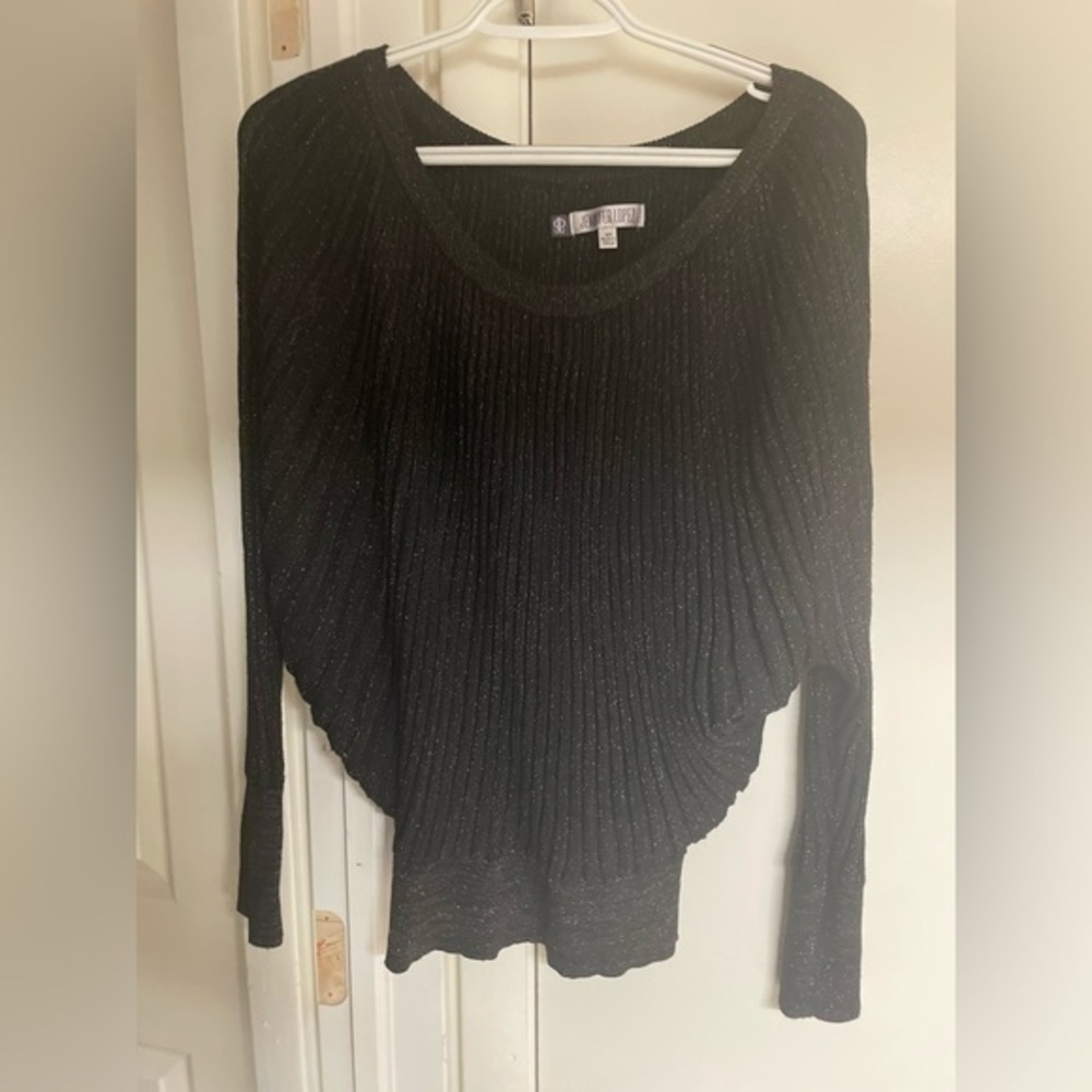 Jennifer Lopez sparkly black long sleeve shirt size xs